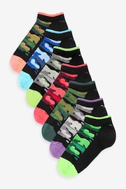 Black Bright Camo 7 Pack Cotton Rich Trainer Socks - Image 1 of 8