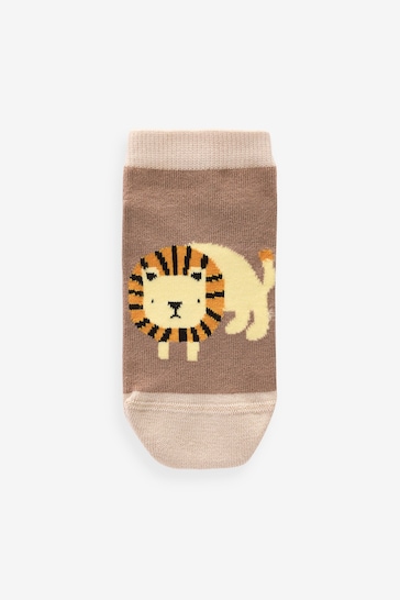Pastel Safari Animals Cotton Rich Trainer Socks 7 Pack