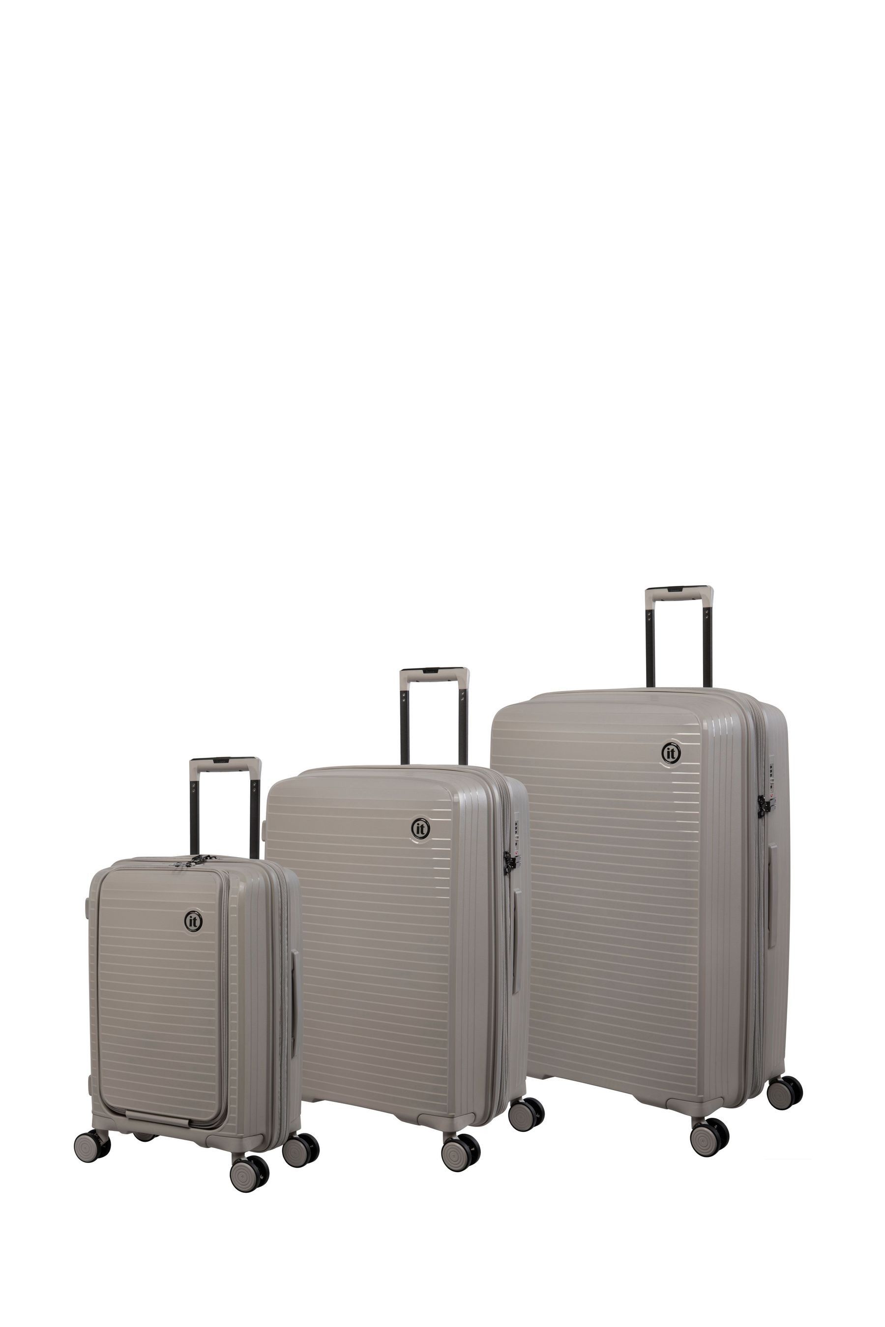 Buy IT Luggage Grey Spontaneous 3 Piece Suitcase Set Cabin