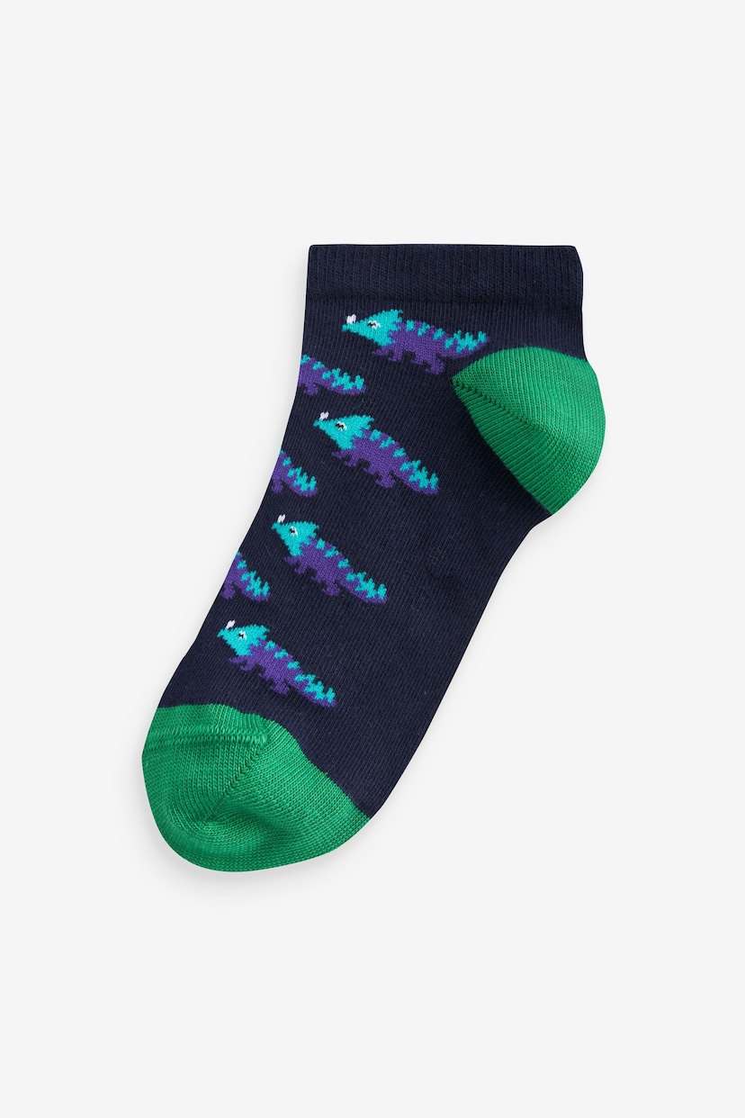 Bright Dinosaurs Cotton Rich Trainer Socks 7 Pack - Image 2 of 8