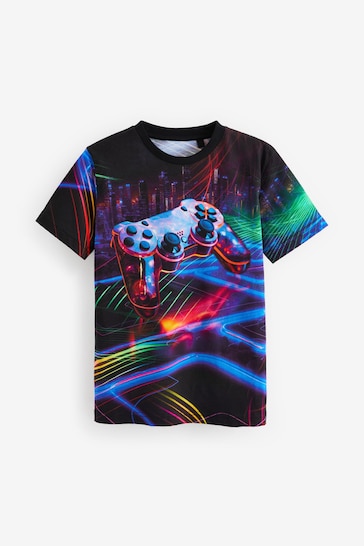 Buy Black Controller All-Over Print Short Sleeve T-Shirt (3-16yrs) from the Next UK online shop