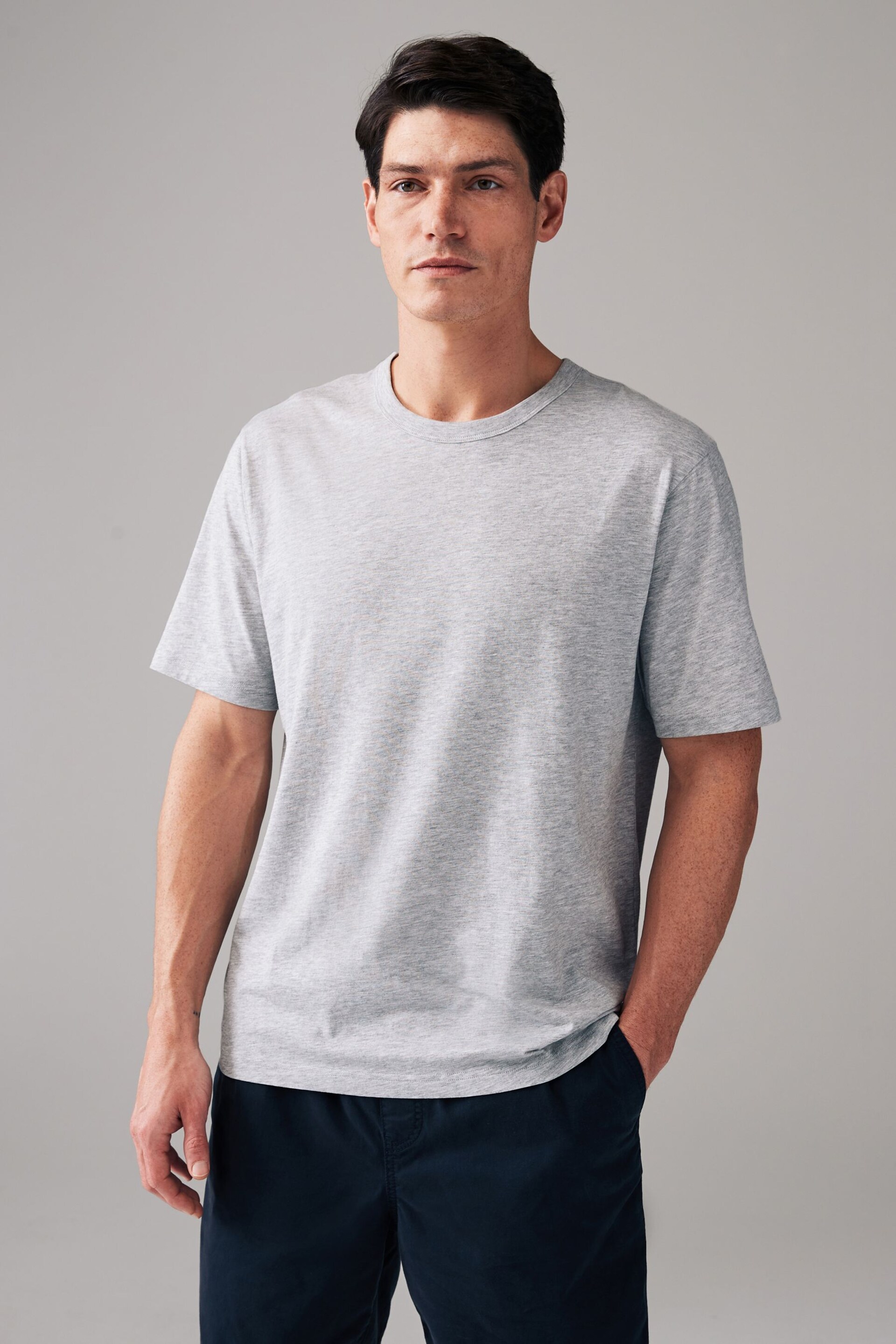 Grey Marl Everyday Crew Neck T-Shirt - Image 3 of 7