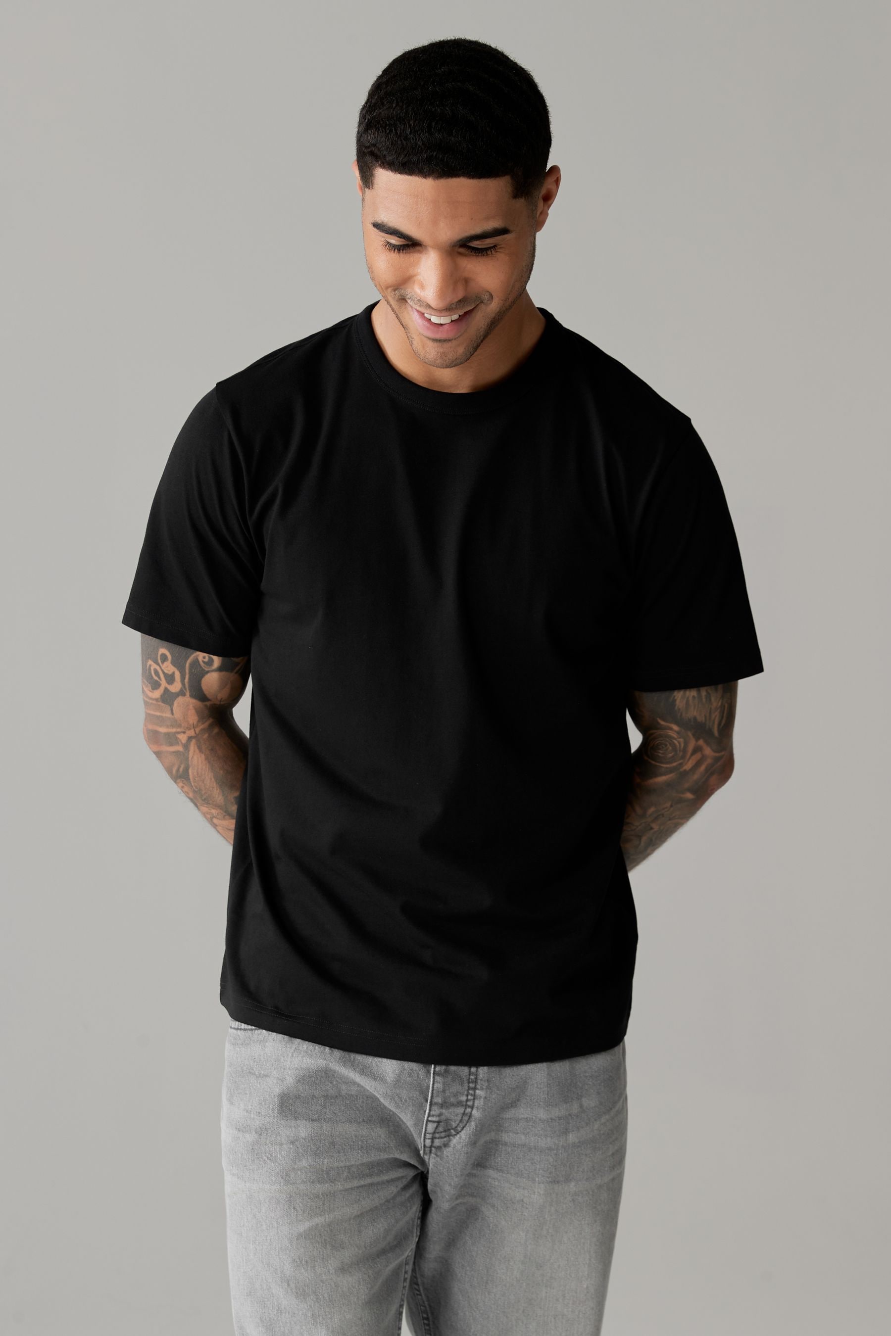 Black Basic Crew Neck Regular Fit T Shirt