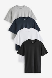 Black/White/Navy/Grey Marl Everyday Crew Neck T-Shirts 4 Pack - Image 1 of 8
