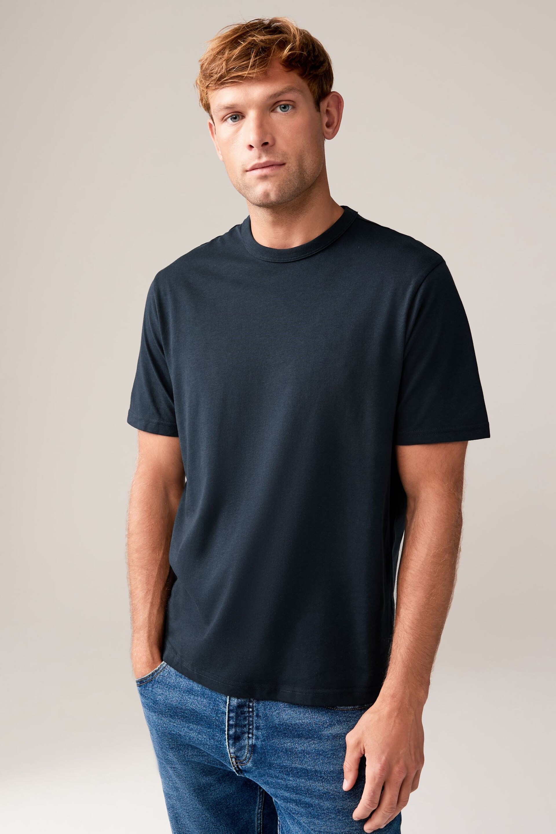 Black/White/Navy/Grey Marl Everyday Crew Neck T-Shirts 4 Pack - Image 2 of 8