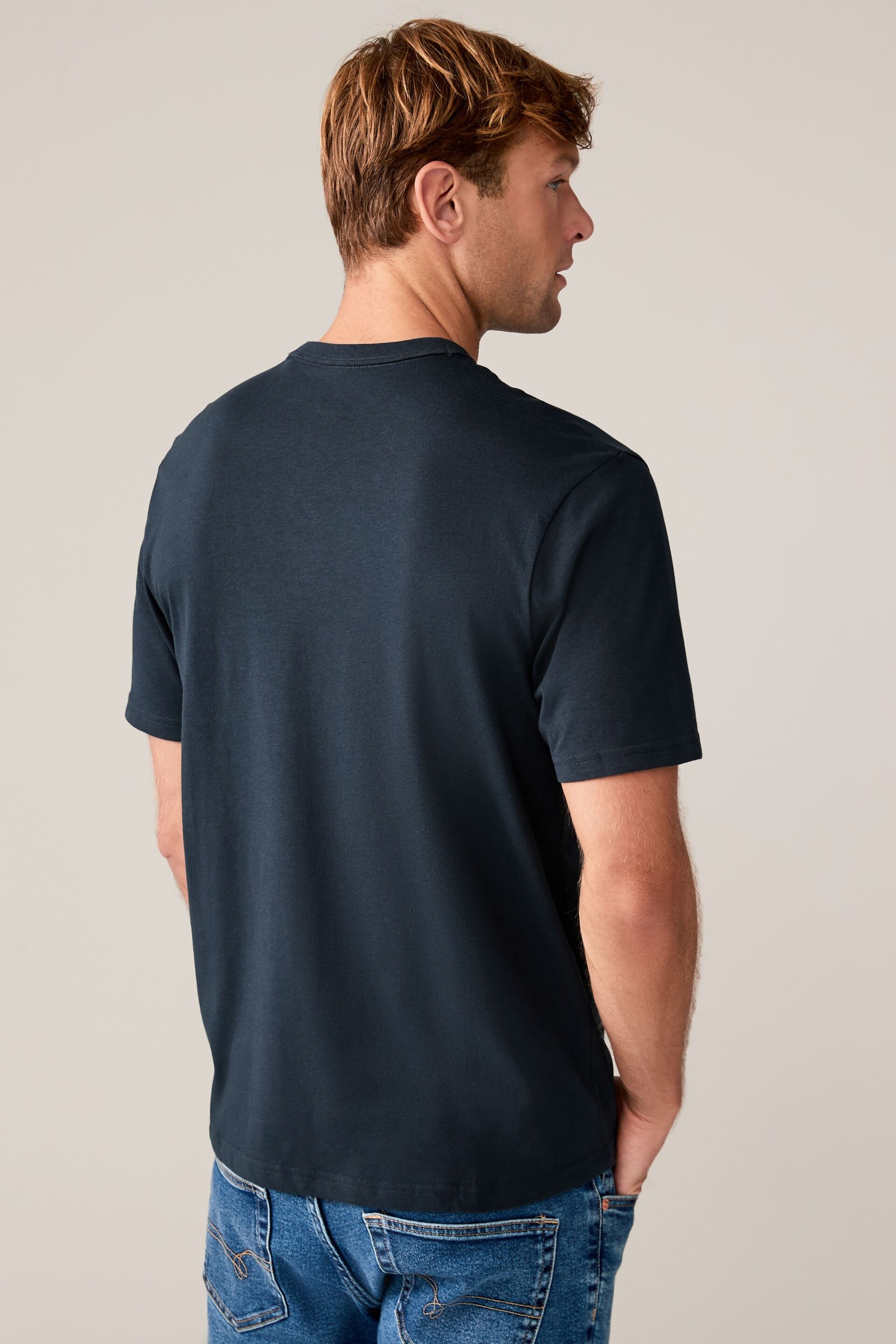 Black/White/Navy/Grey Marl Everyday Crew Neck T-Shirts 4 Pack - Image 5 of 8