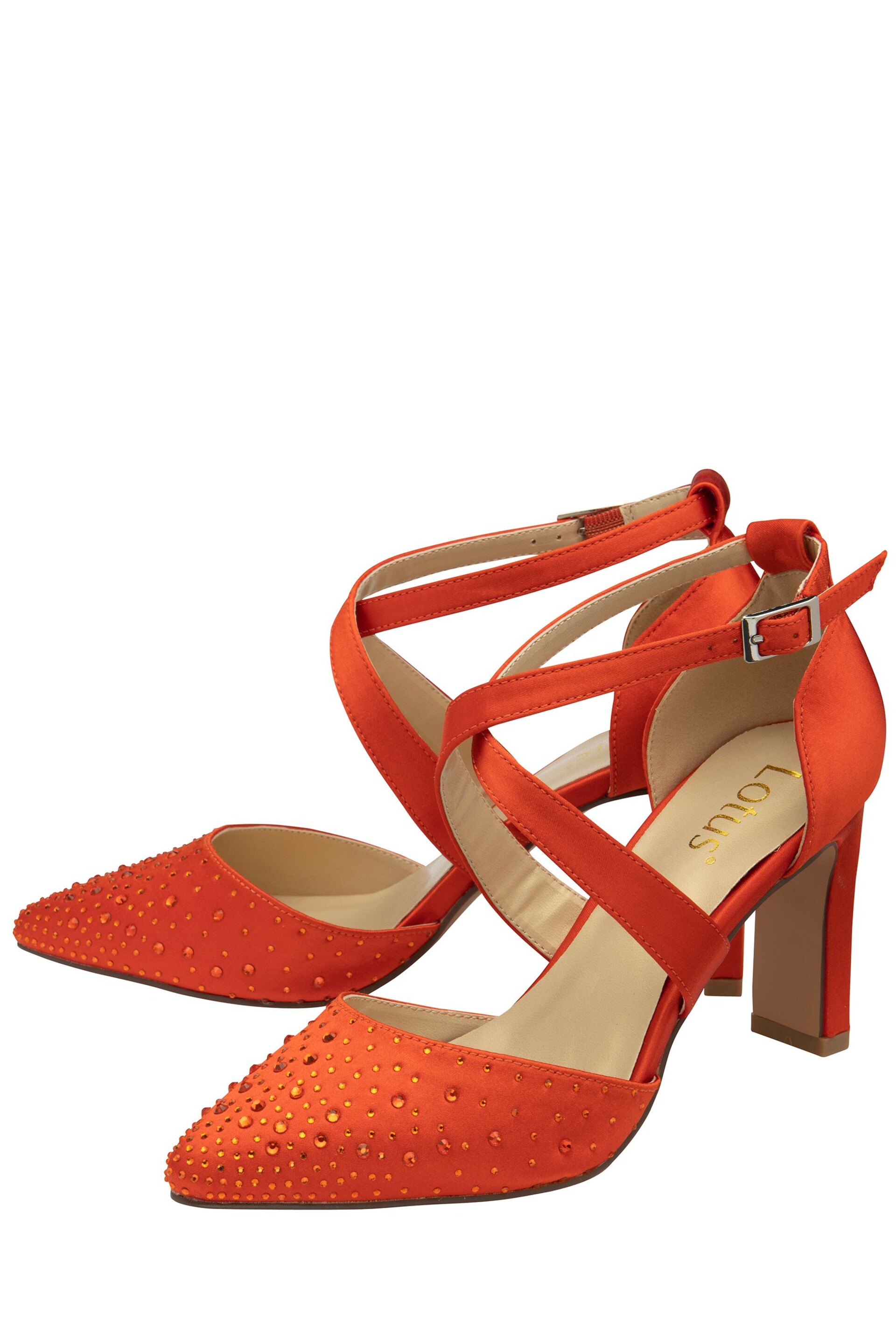 Lotus Orange Diamante Pointed-Toe Court Shoes - Image 2 of 4