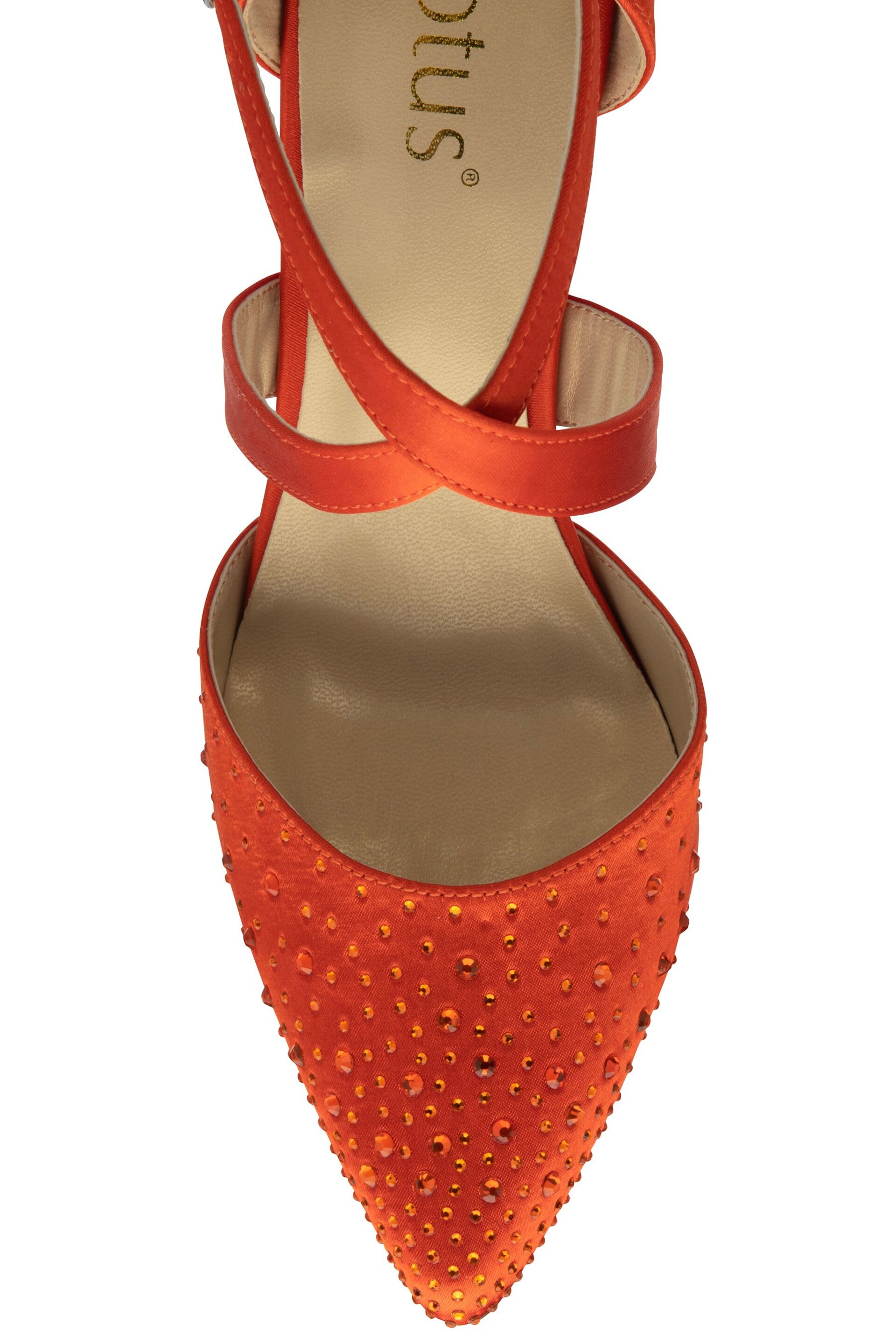 Lotus Orange Diamante Pointed-Toe Court Shoes - Image 4 of 4