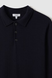 Reiss Navy Trafford Merino Wool Polo Shirt - Image 5 of 5