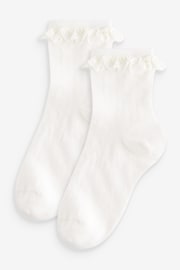 Cream Cotton Rich Ruffle Ankle Socks 2 Pack - Image 1 of 1