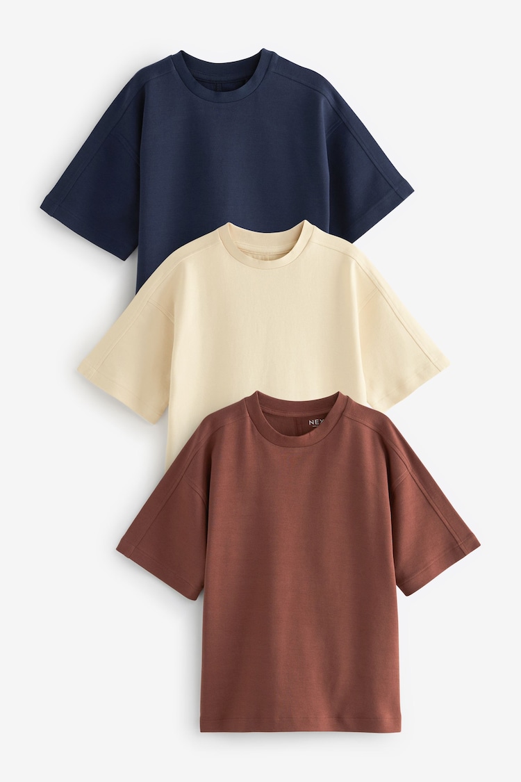 Berry/Navy Blue/Cream Oversized 100% Cotton T-Shirts 3 Pack (3-16yrs) - Image 1 of 6