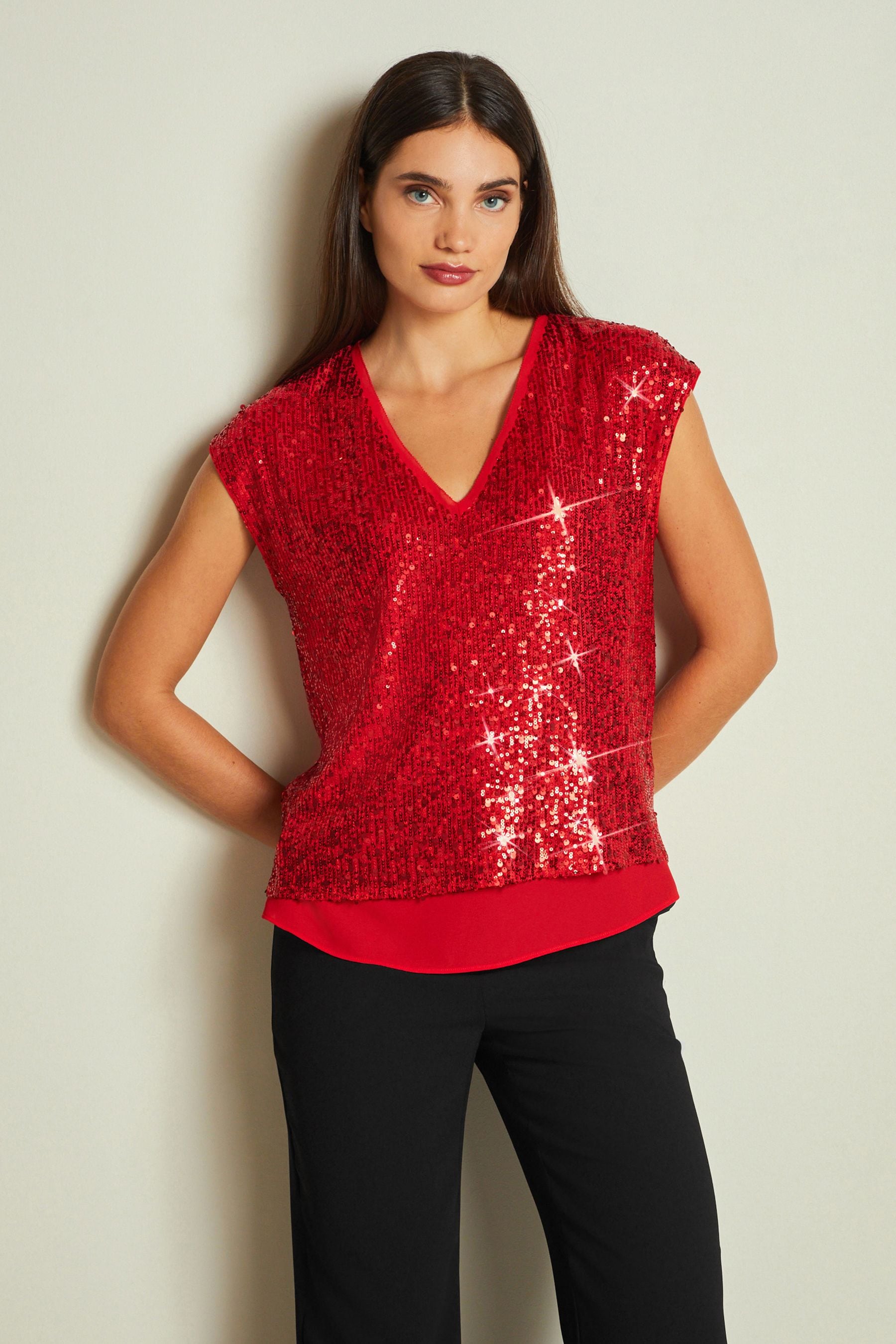 Red embellished top deals