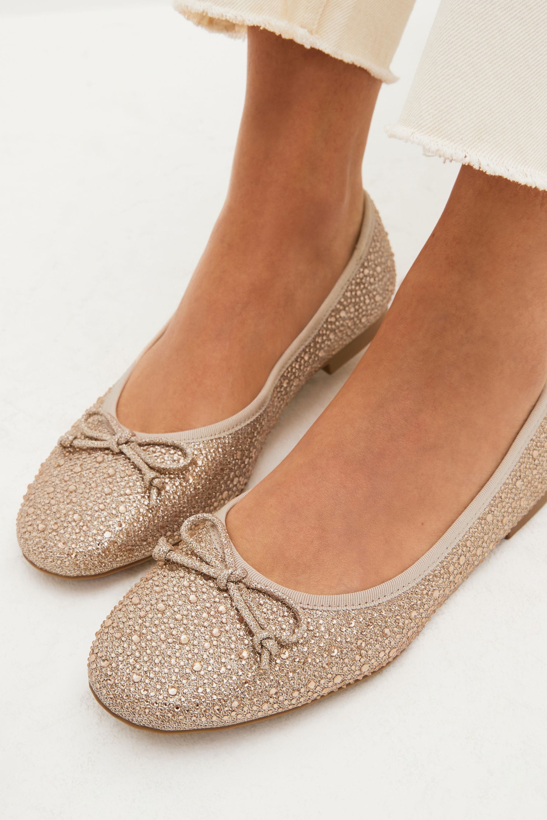 Buy Champagne Gold Regular Wide Fit Forever Comfort Ballerinas