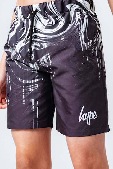 Hype. Black Swirl Fade Drips Print Swim Shorts