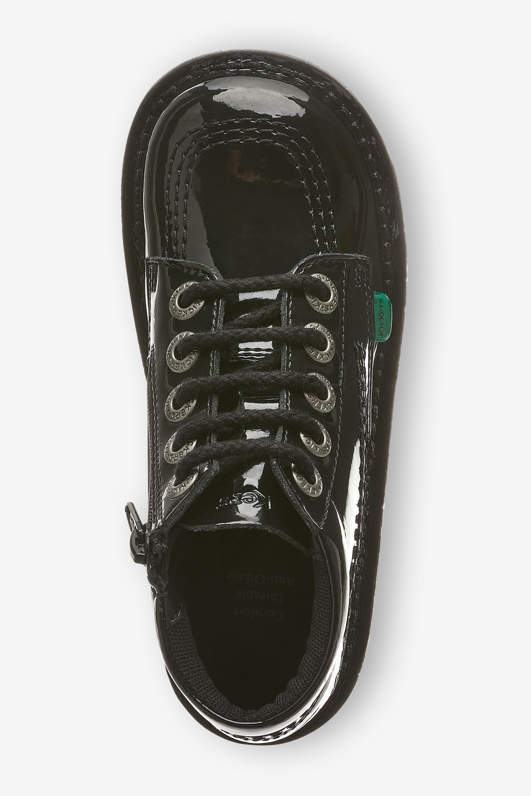 Kickers Black Infants Hi Zip Patent Leather Shoes
