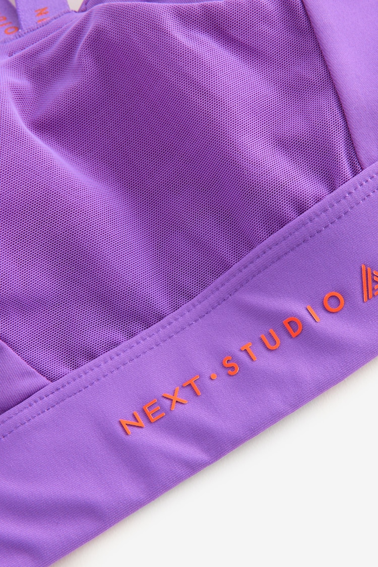 Purple Medium Impact Run Crop Sports Bra - Image 8 of 8