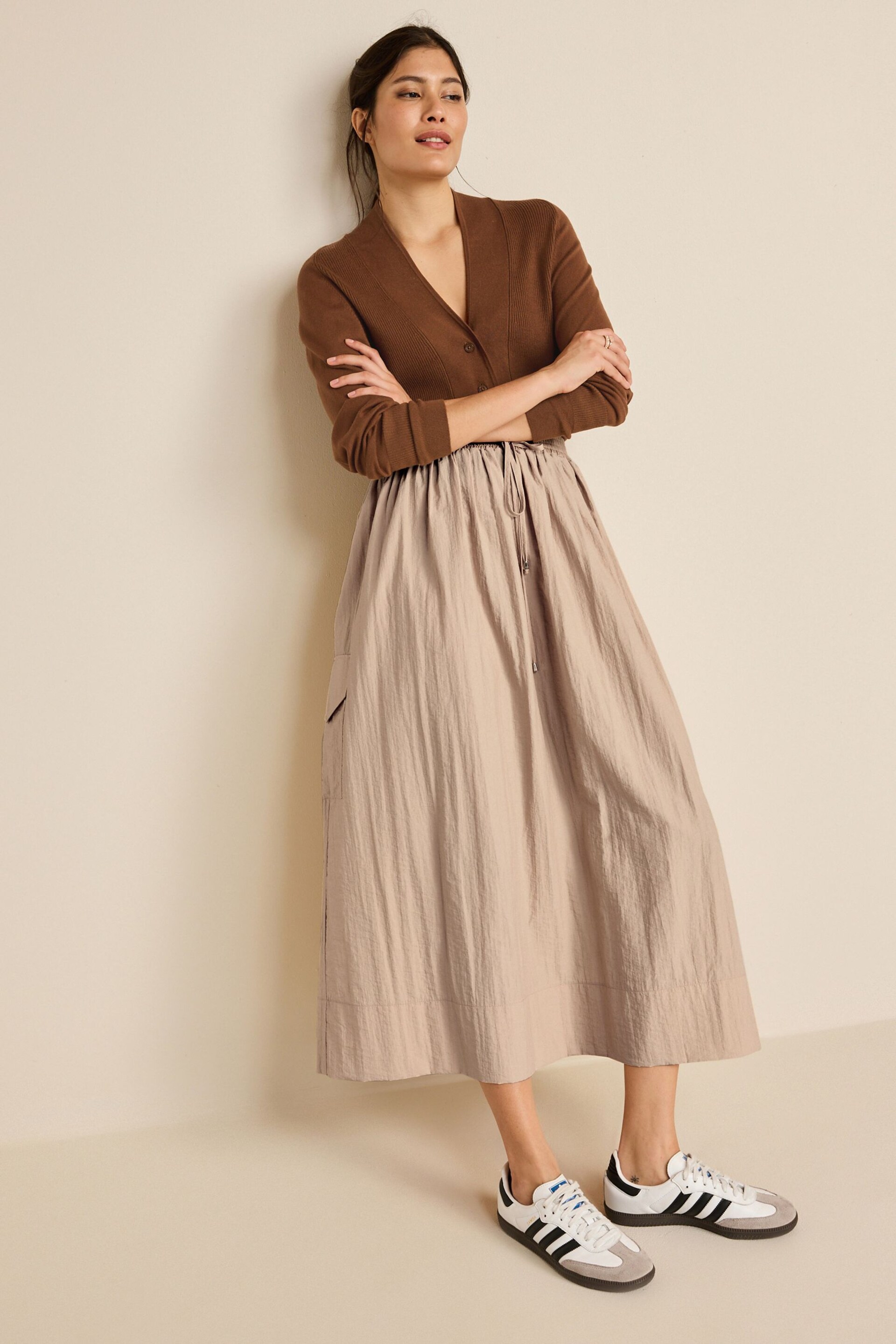 Neutral Parachute Midi Skirt - Image 1 of 6