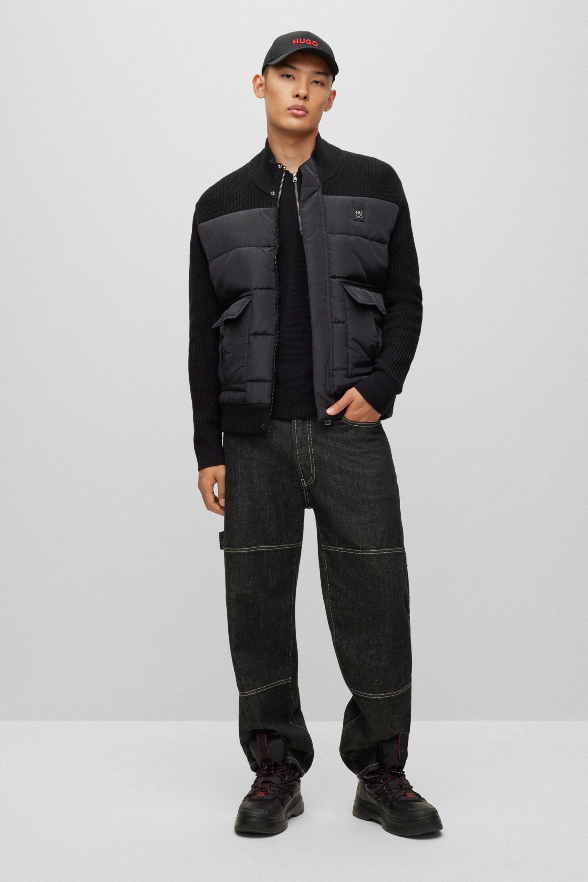 HUGO Black Sibor Padded Contrast Jacket - Image 3 of 6