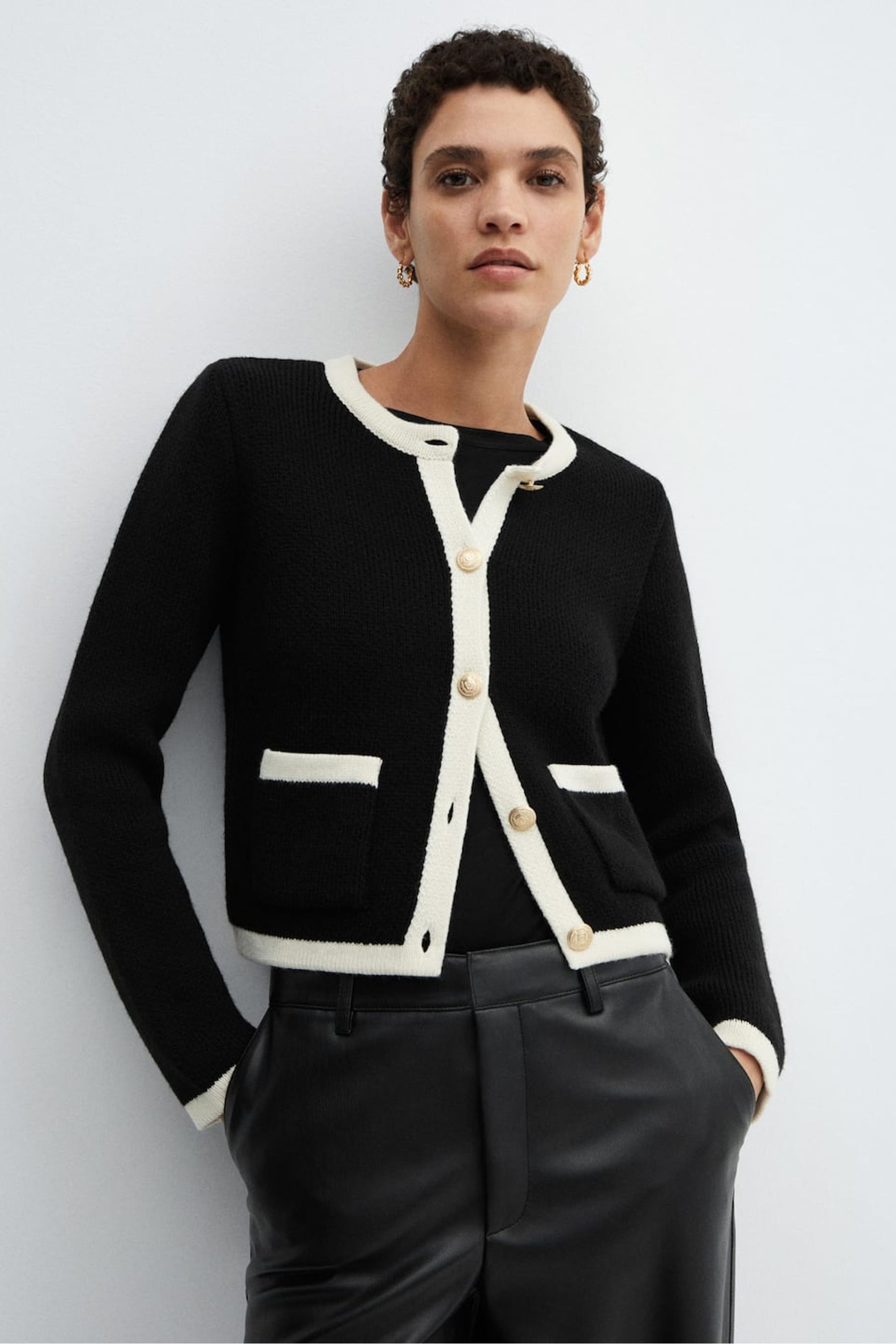 Buy Mango Black Knitted Buttoned Cardigan from the Next UK online shop