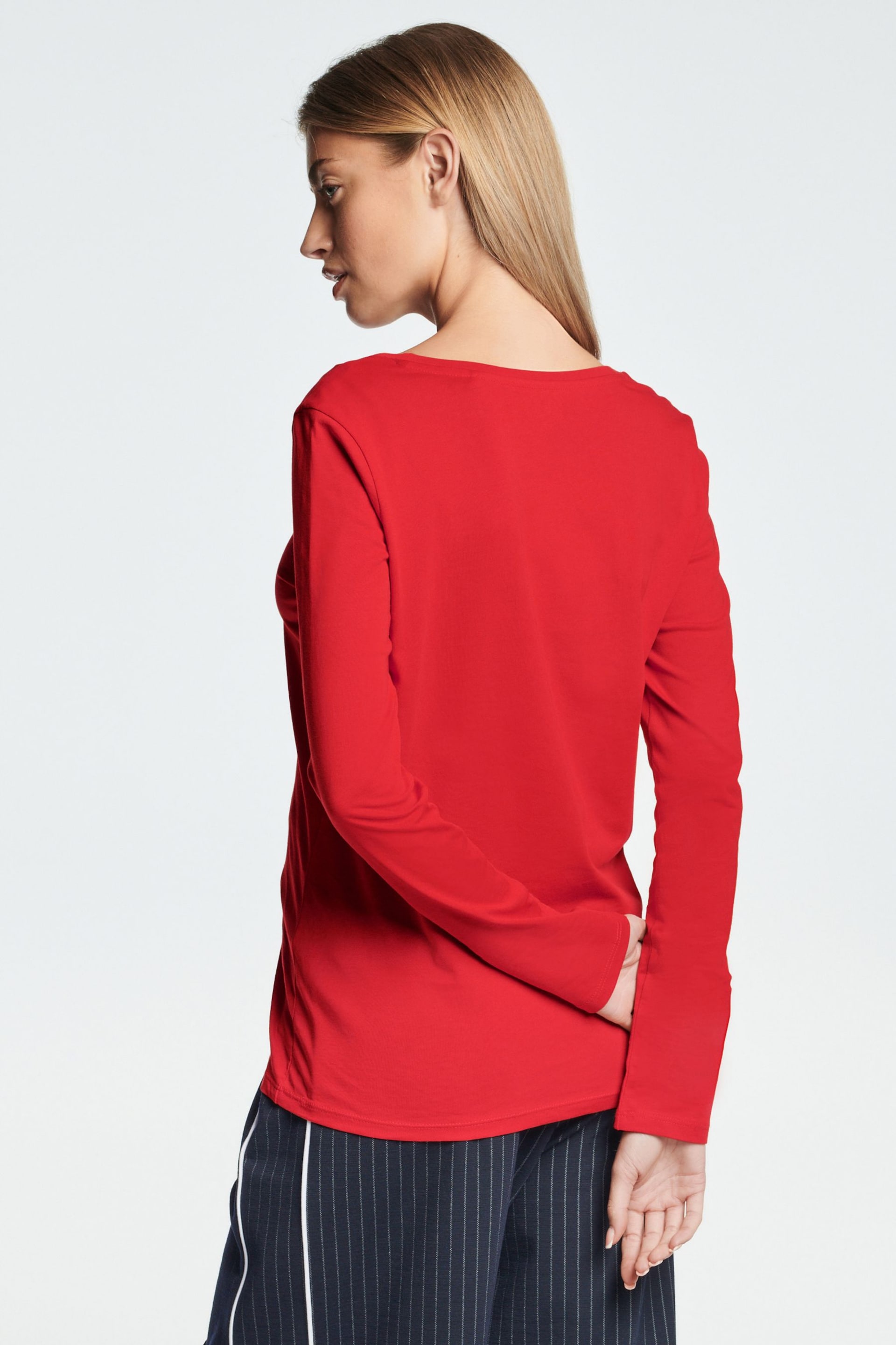 Red Long Sleeve Crew Neck Top - Image 5 of 10