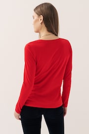 Red Long Sleeve Crew Neck Top - Image 6 of 10