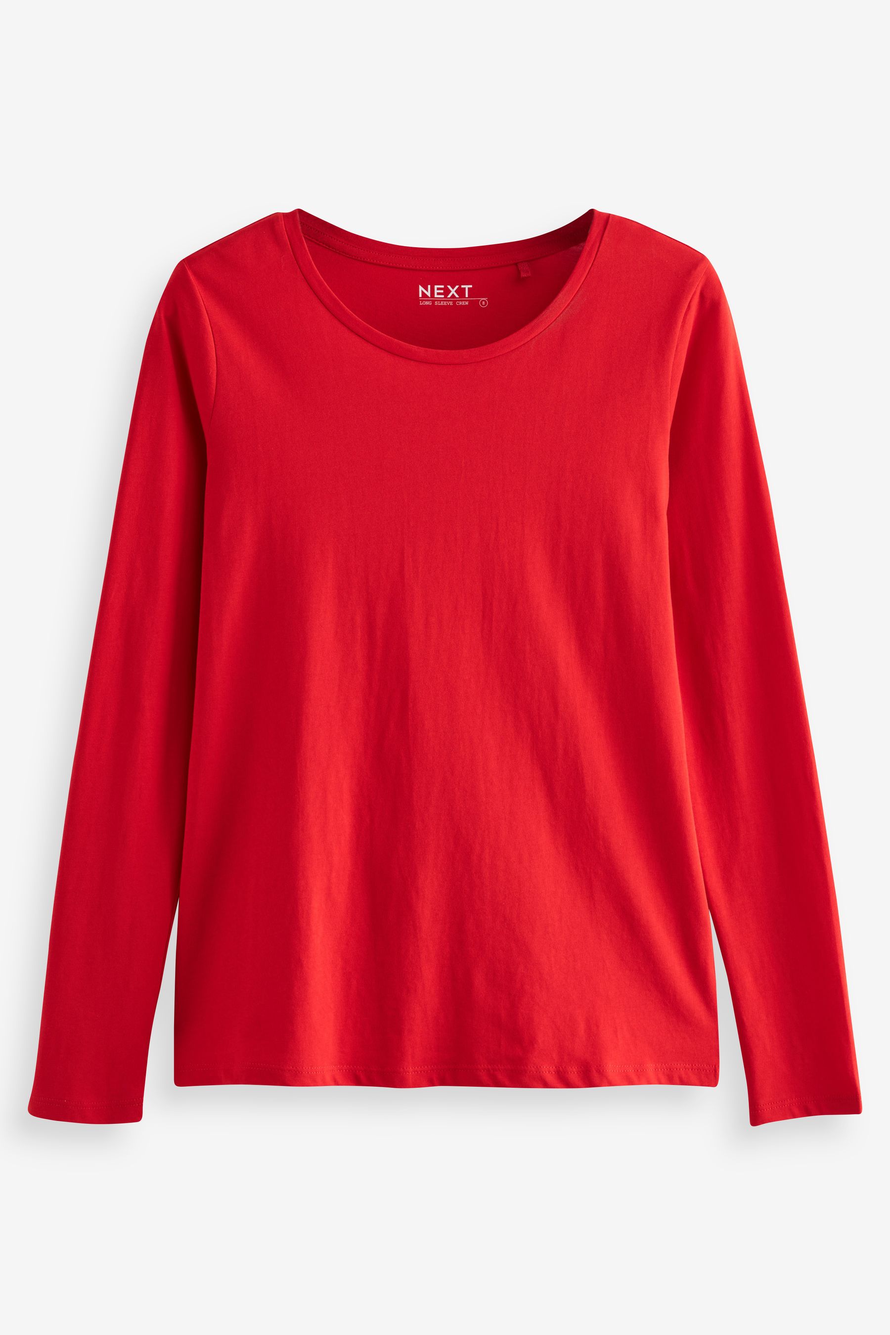 Red Long Sleeve Crew Neck Top