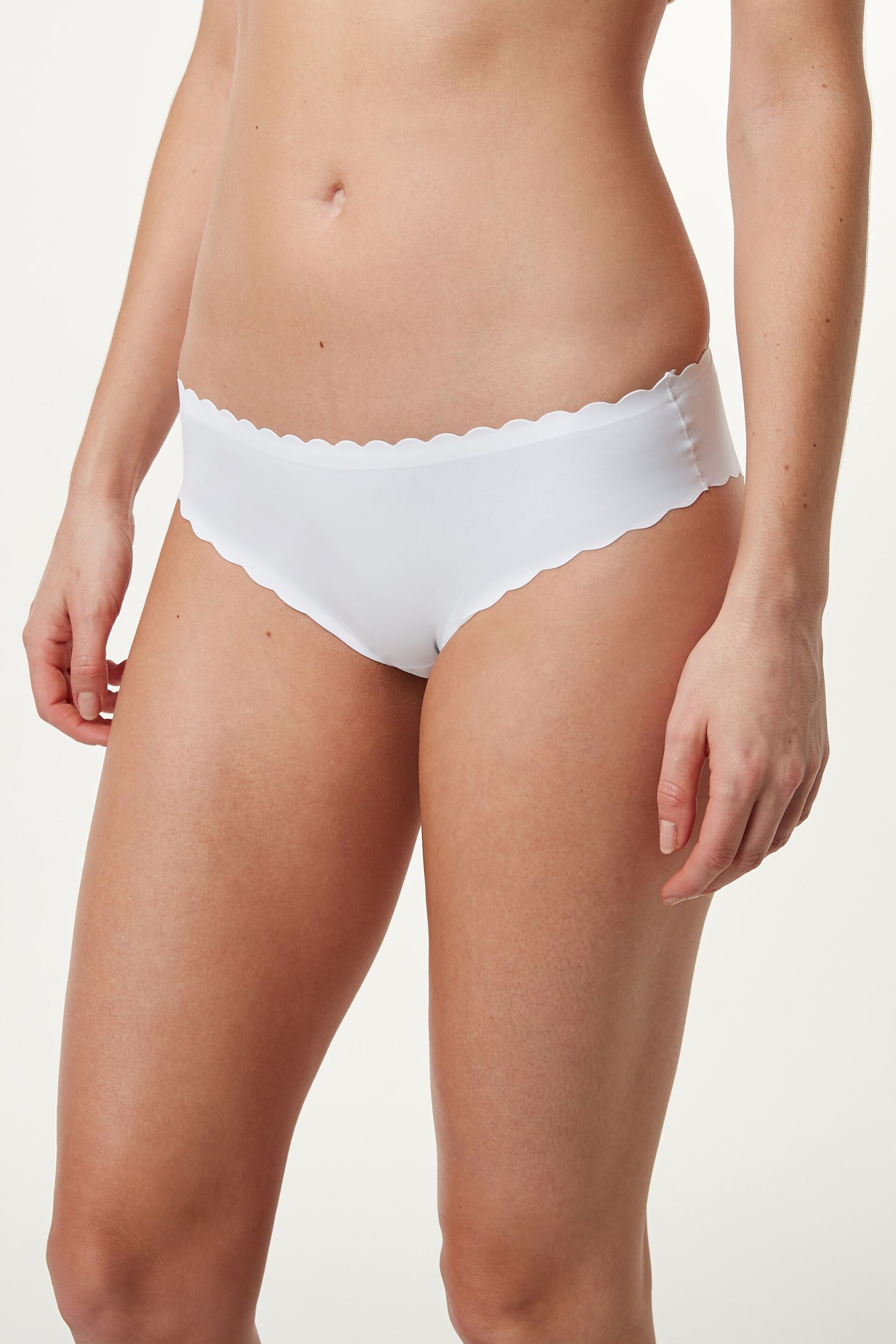 White Brazilian No VPL Scallop Edge Knickers - Image 1 of 4