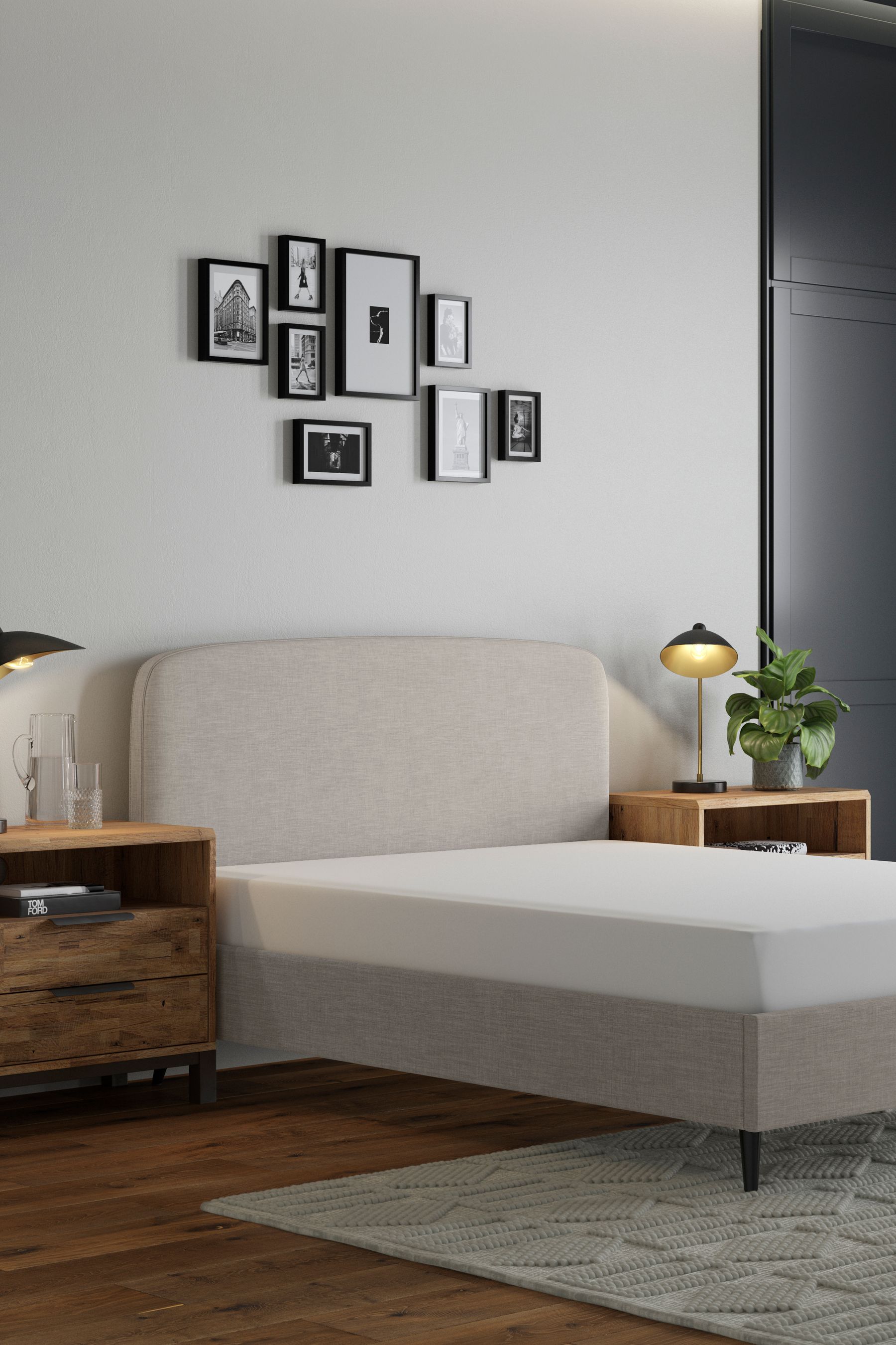 Simple store upholstered bed