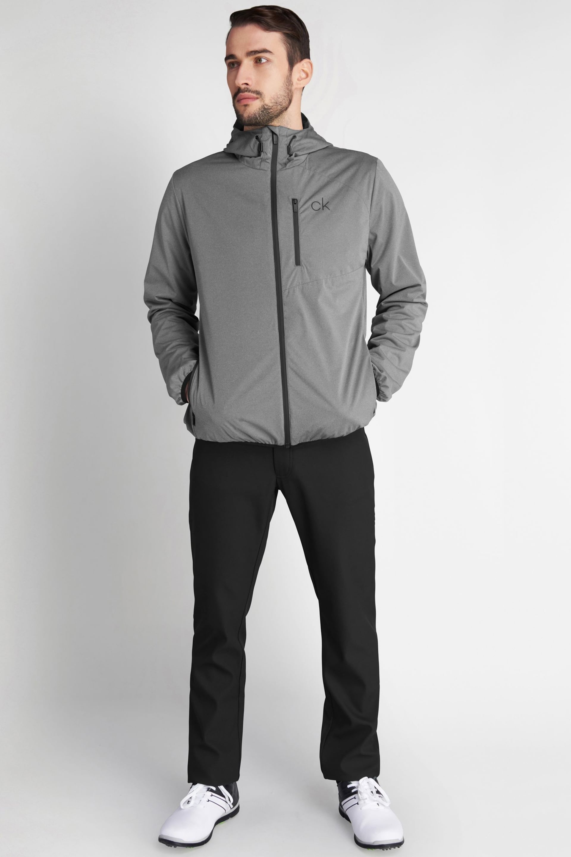 Calvin Klein Golf Grey Waterproof Ultron Hooded Jacket - Image 3 of 8