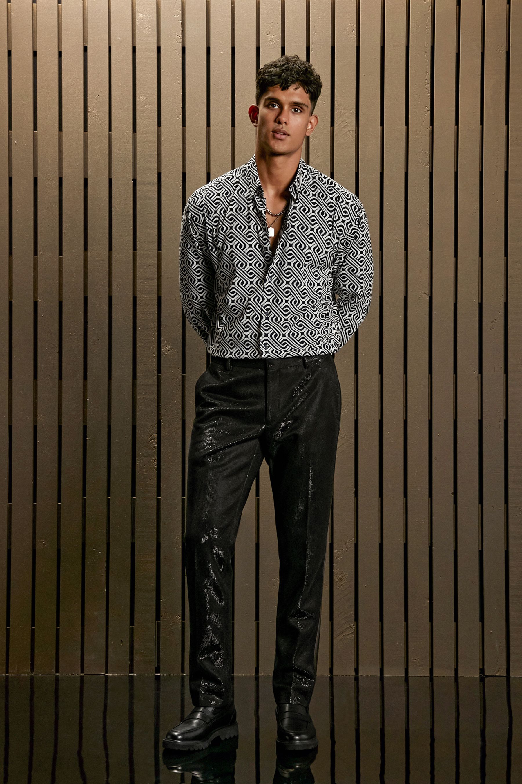 Buy Black EDIT Slim Glitter Tuxedo Suit Trousers from Next Luxembourg