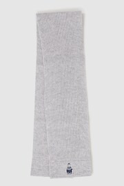 Reiss Soft Grey Melange Talbert Junior Wool Motif Beanie Hat and Scarf Set - Image 4 of 6