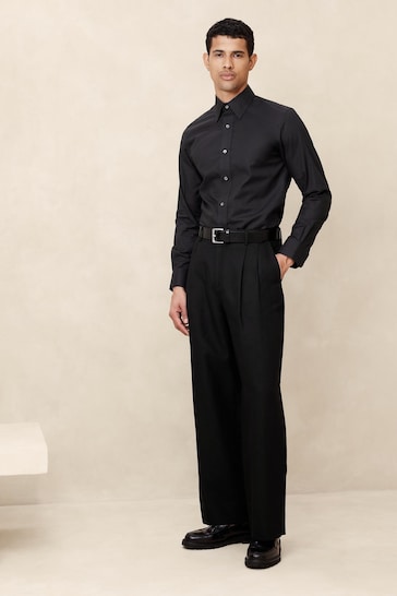 Banana Republic Black Slim Wrinkle-Resistant Dress Shirt