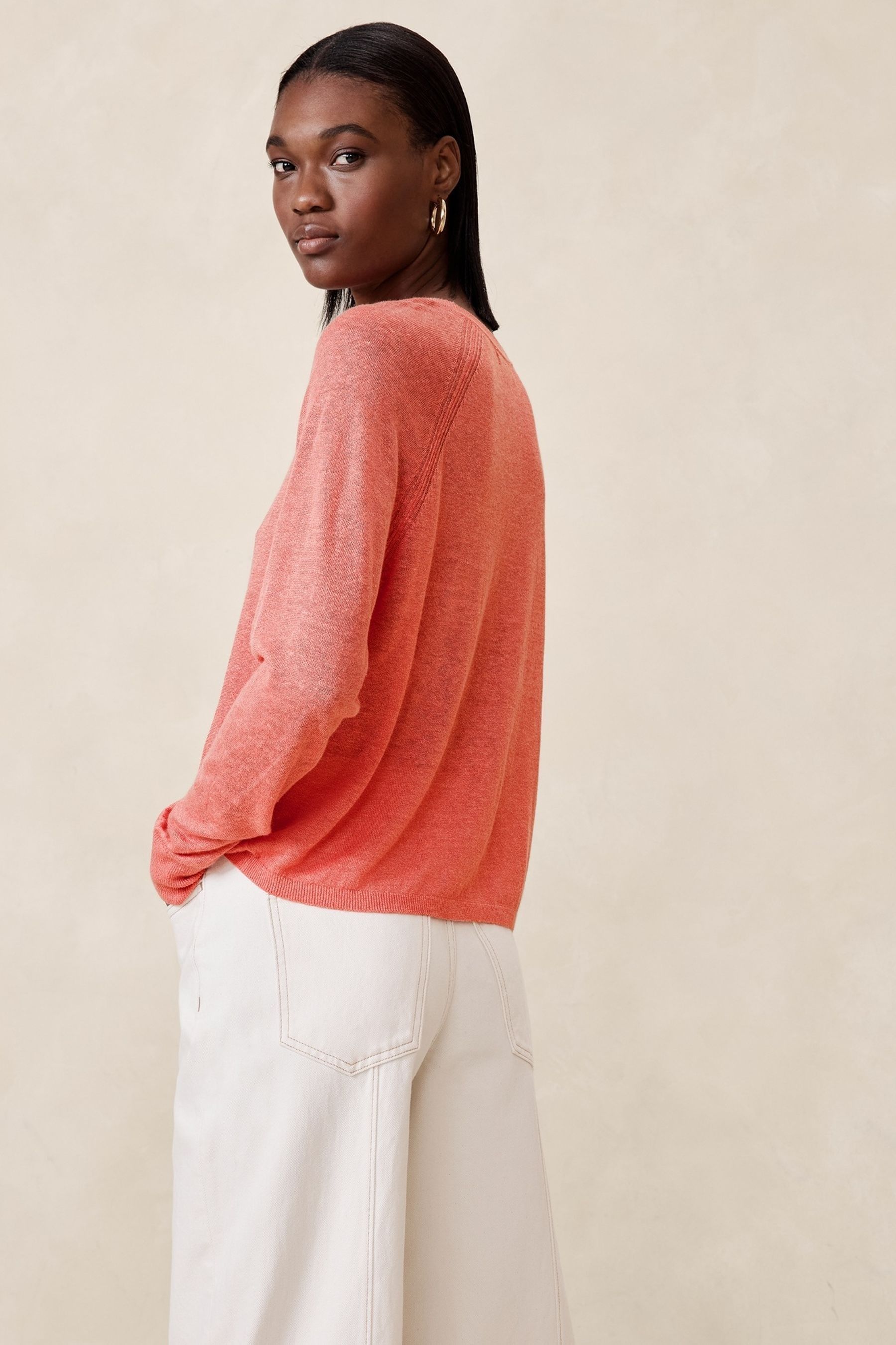 Buy Banana Republic Pink Fern Linen Blend Raglan Jumper from the