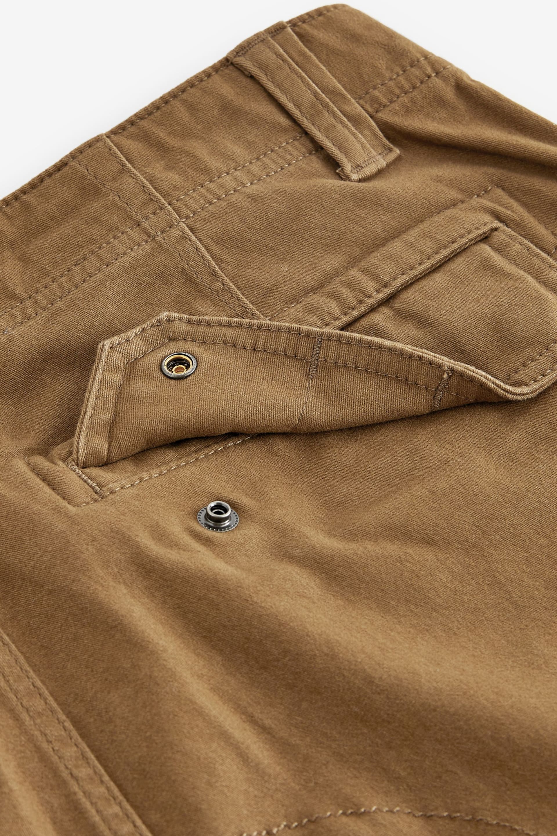 Tan Brown Slim Fit Cotton Stretch Cargo Trousers - Image 10 of 11