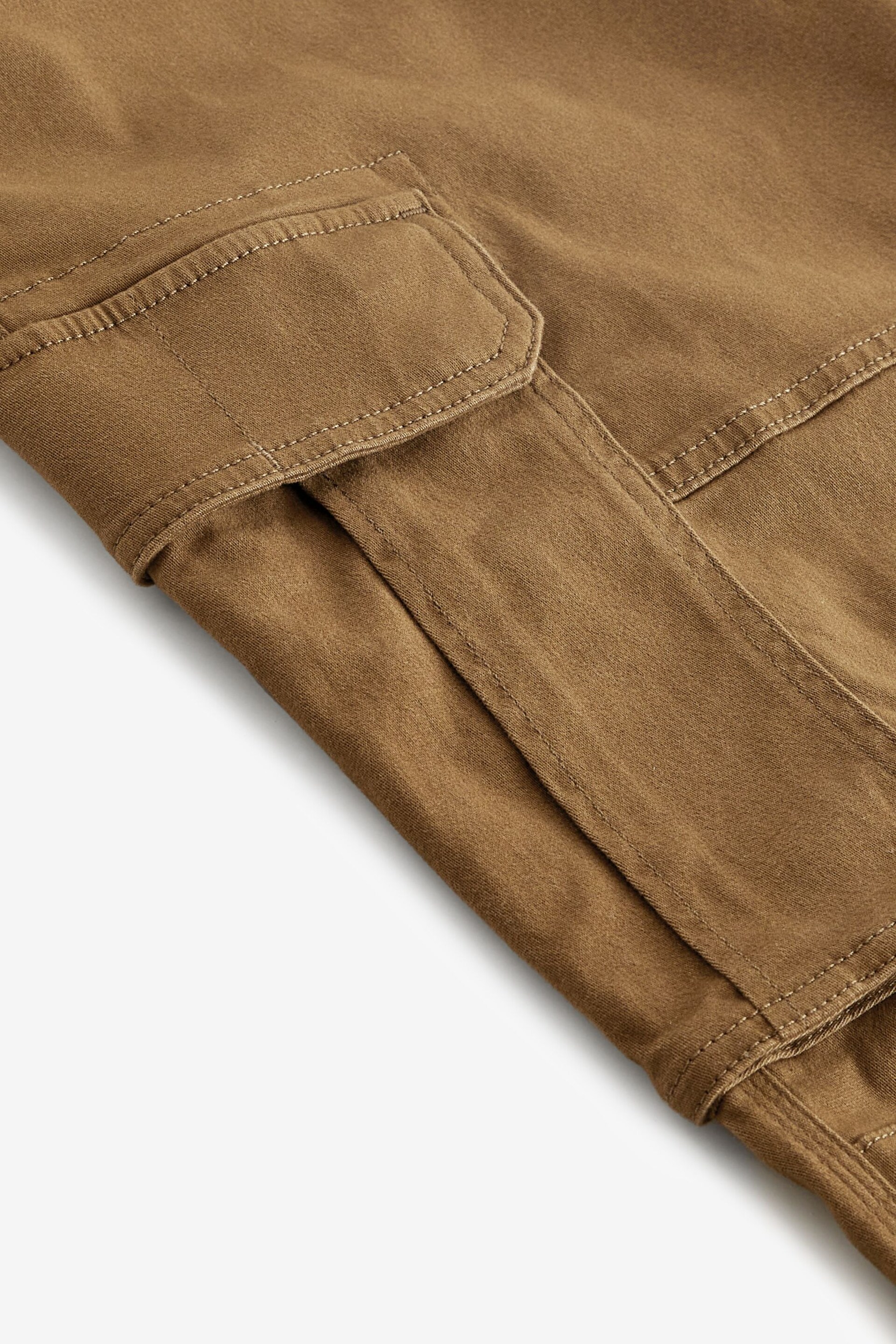 Tan Brown Slim Fit Cotton Stretch Cargo Trousers - Image 11 of 11