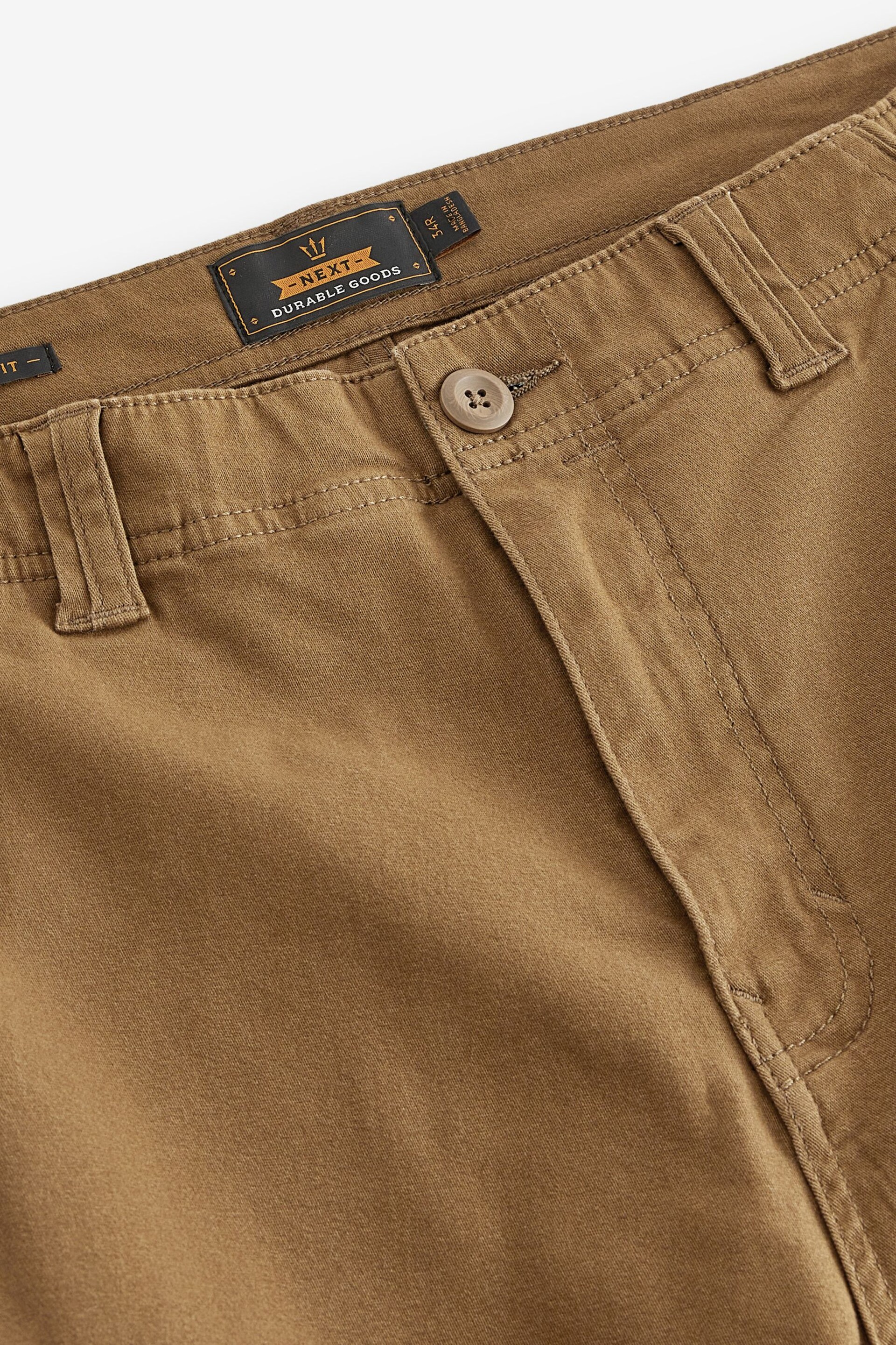 Tan Brown Slim Fit Cotton Stretch Cargo Trousers - Image 8 of 11