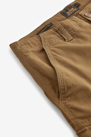 Tan Brown Slim Fit Cotton Stretch Cargo Trousers - Image 9 of 11