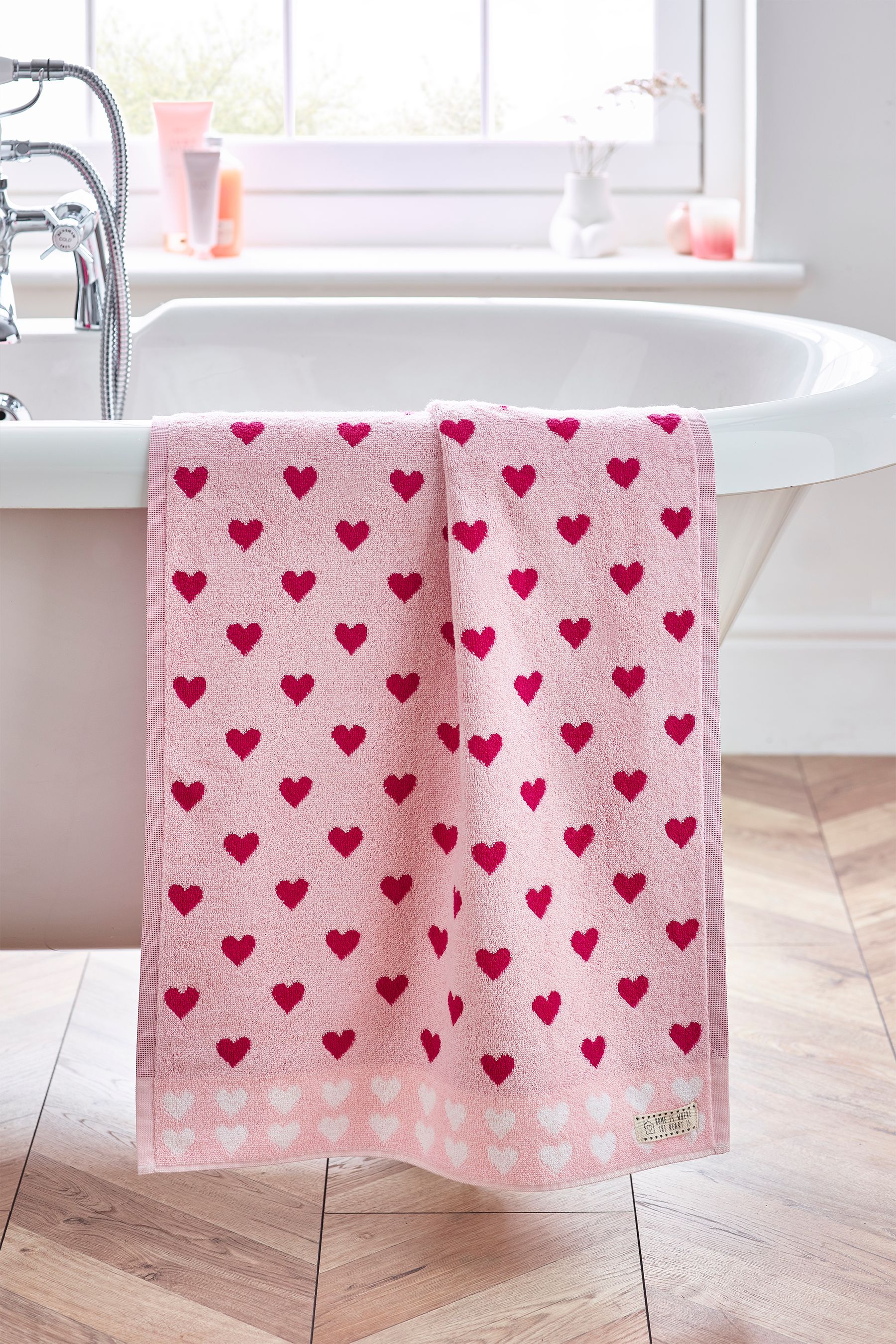 Buy Pink Hearts 100 Cotton Towel from Next Ireland