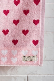 Pink Hearts 100% Cotton Towel - Image 3 of 3