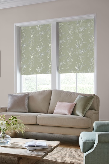 Laura Ashley Green Pussy Willow Made to Measure Roman Blinds