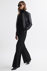 Reiss Black Margeaux Petite Wide Leg Suit Trousers - Image 1 of 5