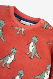 JoJo Maman Bébé Rust Orange TRex Printed Sweatshirt - Image 2 of 2