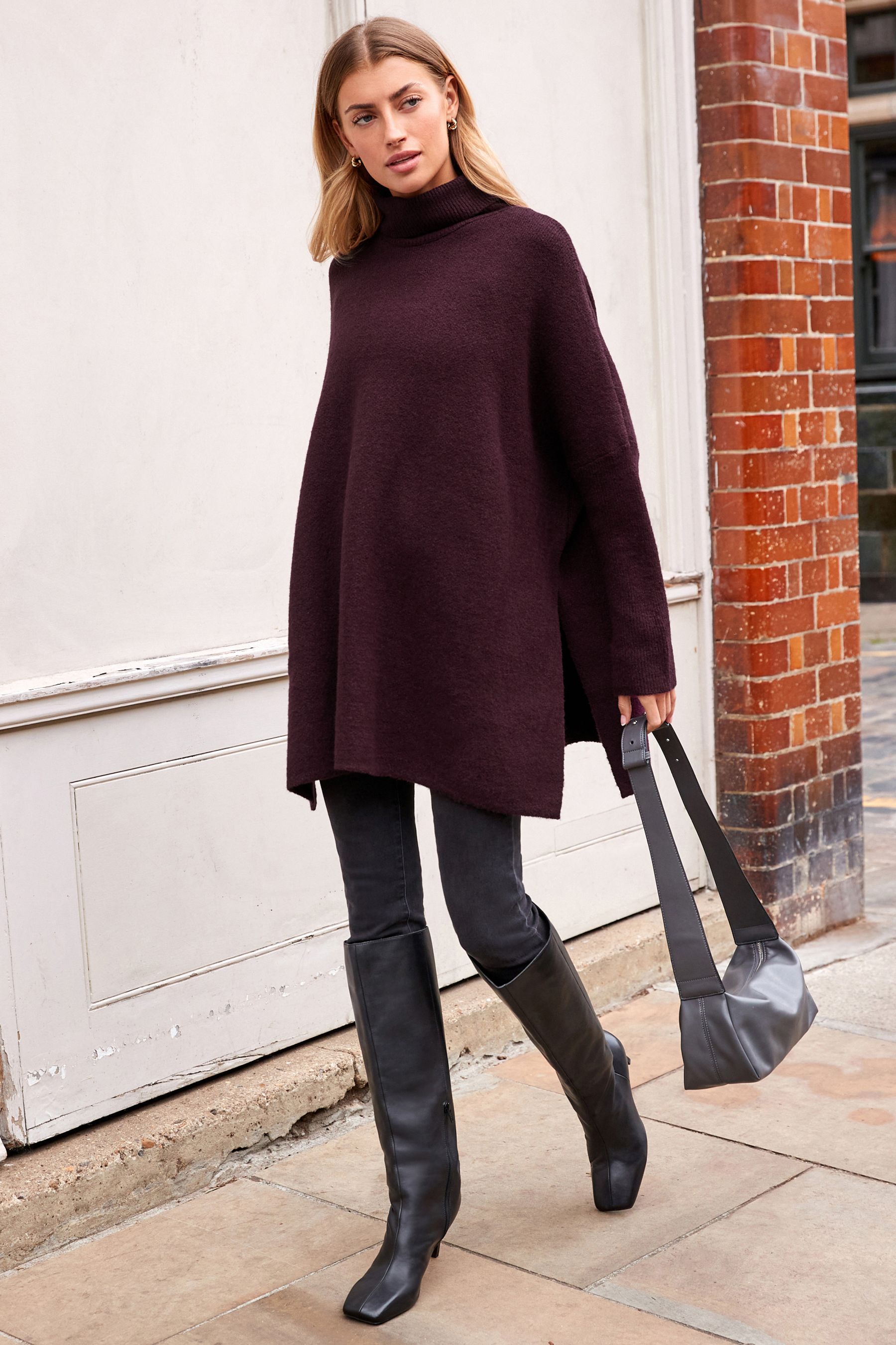 Purple roll neck jumper discount
