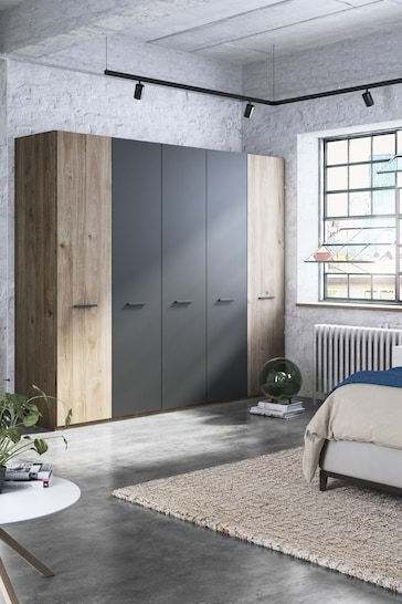 Wiemann Jenson Oak 2.5M Matt Hinged 5 Door Semi-fitted Wardrobe