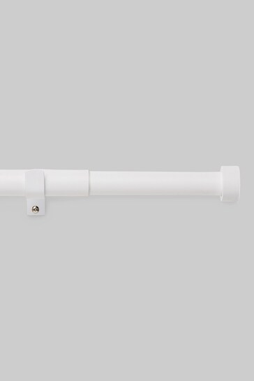 White Stud Finial Extendable 28mm Curtain Pole Kit