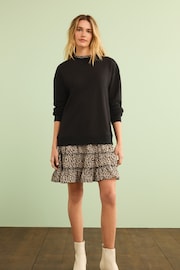 Black Layered Sweatshirt Long Sleeve Animal Print Dress - Image 2 of 6