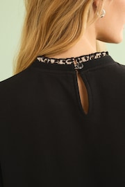 Black Layered Sweatshirt Long Sleeve Animal Print Dress - Image 3 of 6