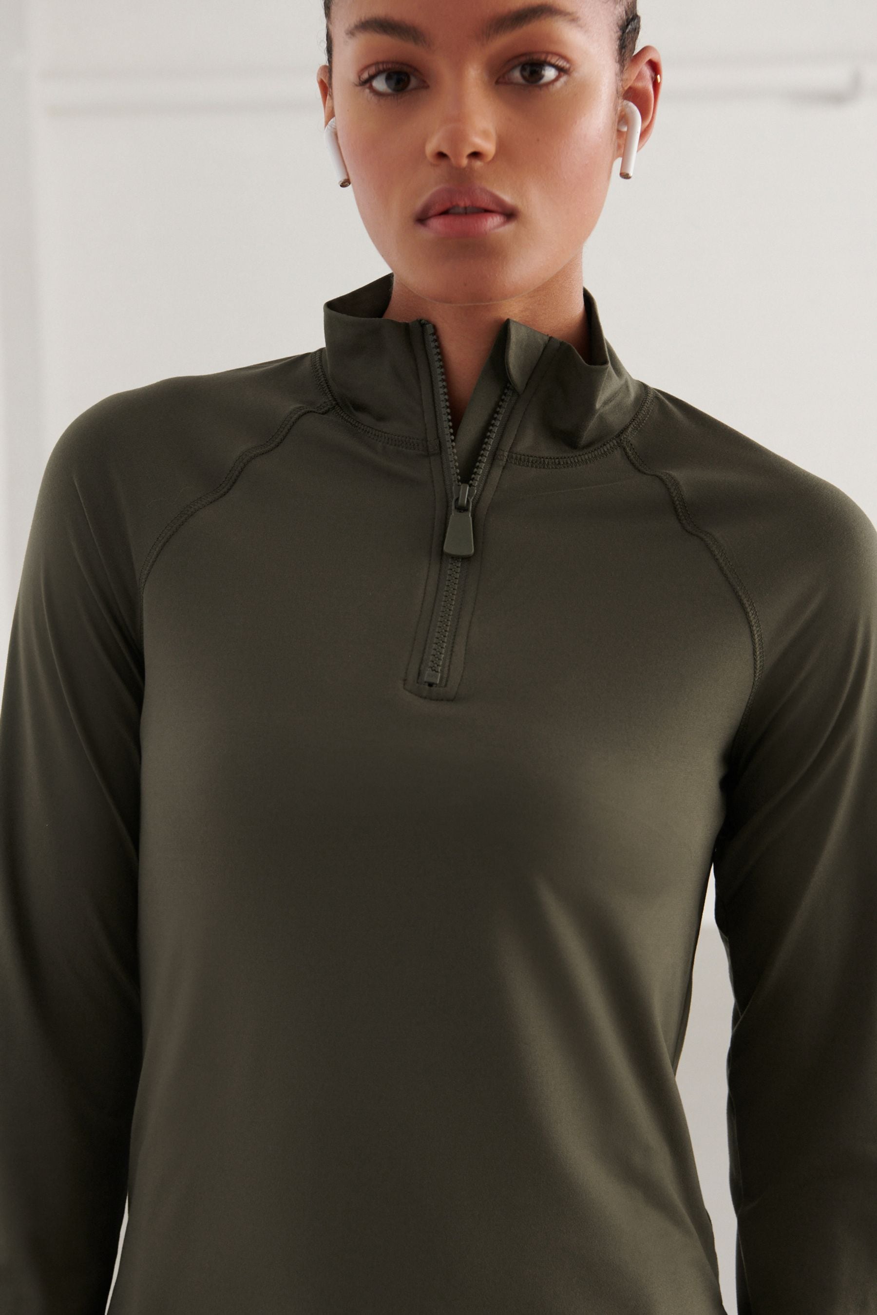 Buy Forest Green Quarter Zip Long Sleeve Top from the Next UK online shop