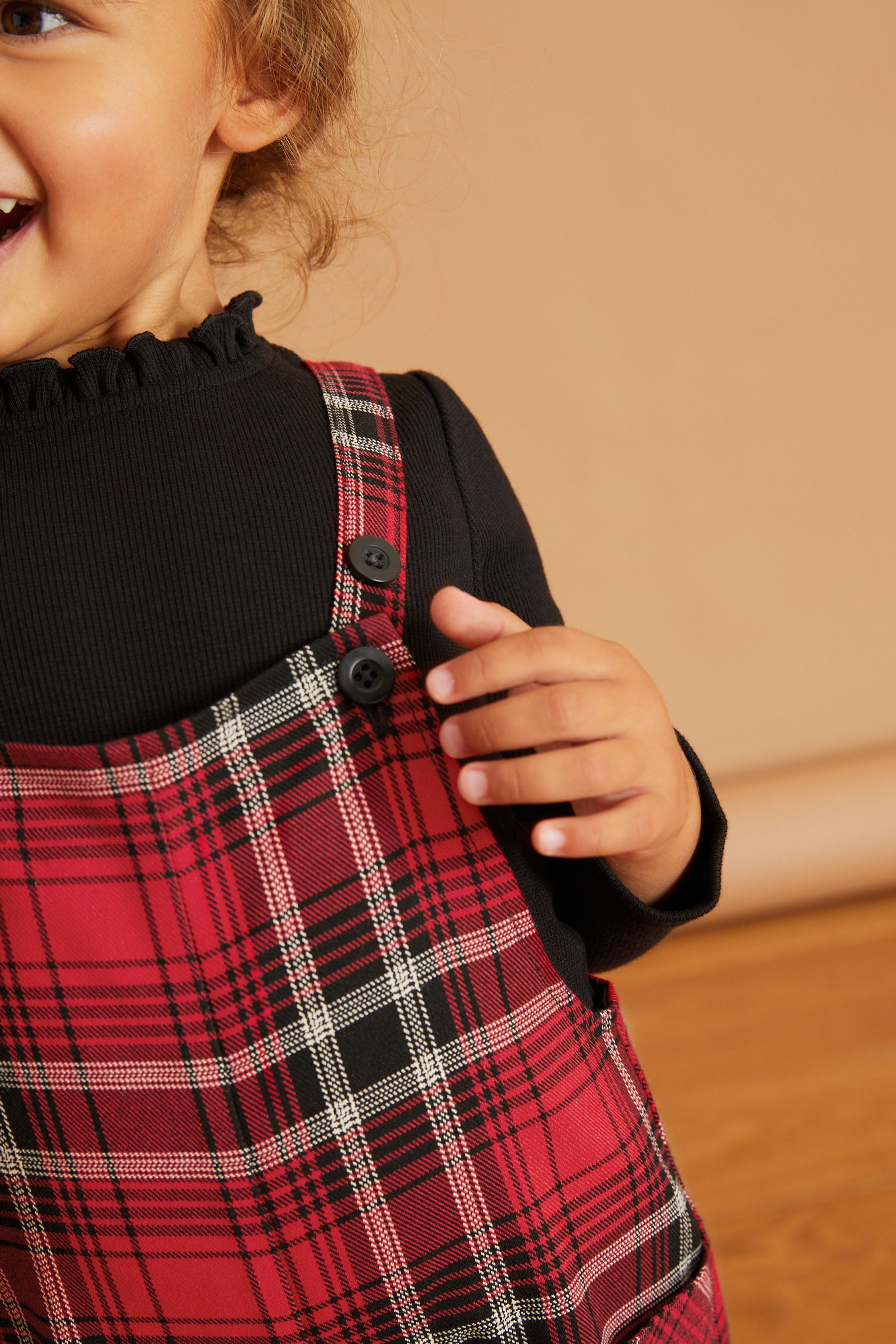 Buy Red Black Red Check Dungaree Set 3mths 7yrs from Next Luxembourg
