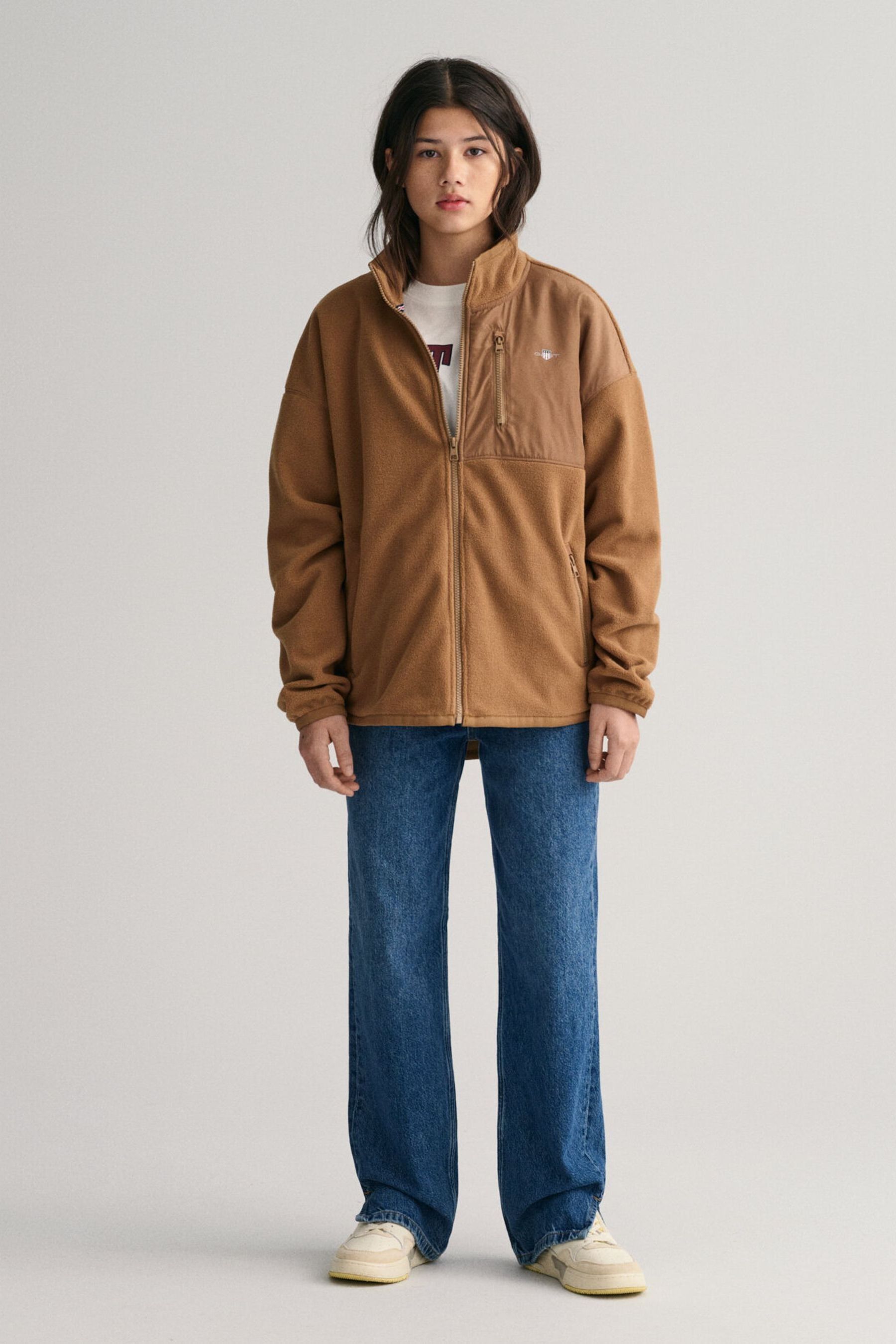 Buy GANT Shield Logo Fleece Full Zip Brown Jacket from Next Luxembourg